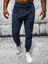 Spodnie dresowe męskie welurowe granatowe OZONEE JS/8K1172/25