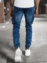 Spodnie jeansowe joggery męskie niebieskie OZONEE DR/TF056