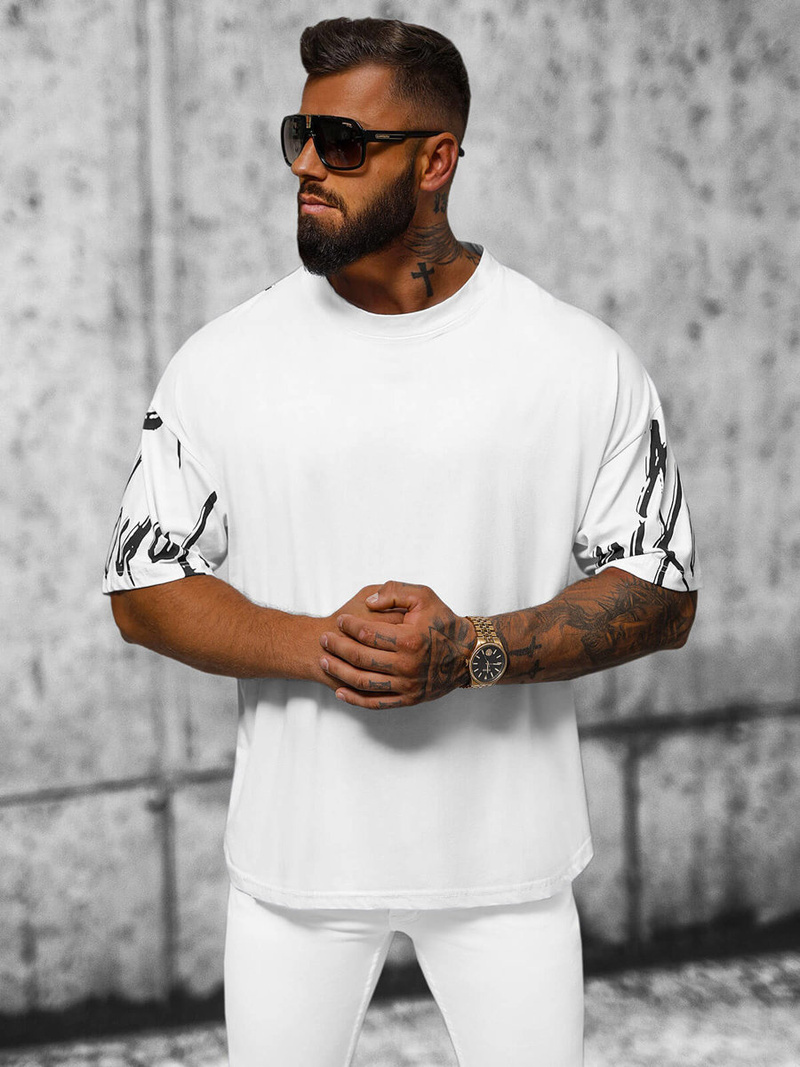 T-shirt męski oversize biały OZONEE O/3428