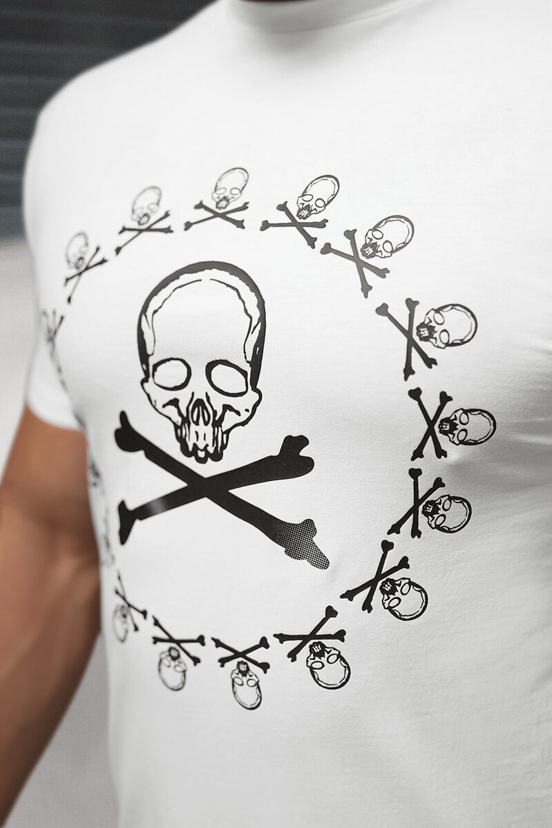 T-shirt męski slim fit biały OZONEE NB/MT3068