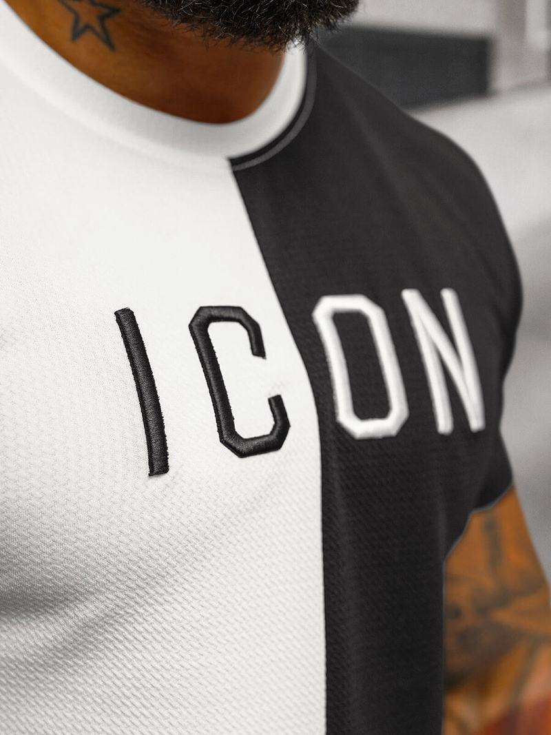 Футболка Чоловіча Бiло-Чорний OZONEE O/7776T