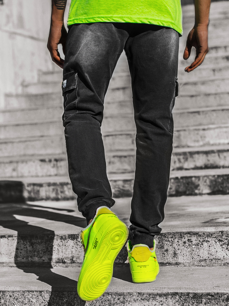 Штани чоловічі джоггери чорний і зелений OZONEE JS/KK1096