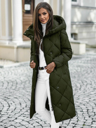 Kurtka zimowa damska długa pikowana zielona OZONEE JS/5M3173/136Z