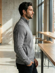 Sweter męski rozpinany grafitowy OZONEE JS/59B3611/5