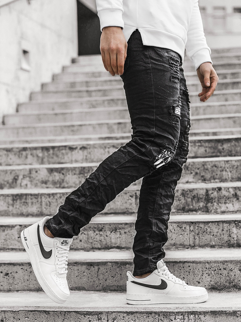 Spodnie męskie jeans czarne OZONEE V/19401