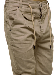 Spodnie męskie joggery jeansowe ciemno-beżowe OZONEE O/1097