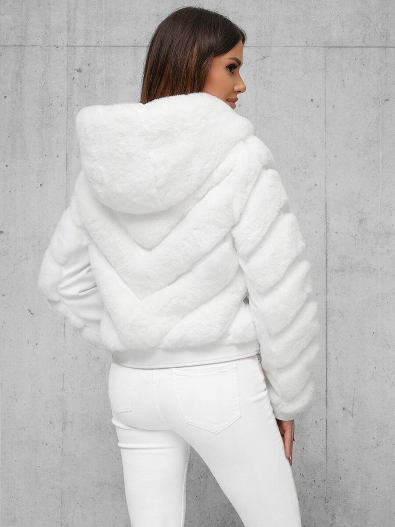 Kurtka zimowa damska z futerkiem biała OZONEE JS/11Z8165Z