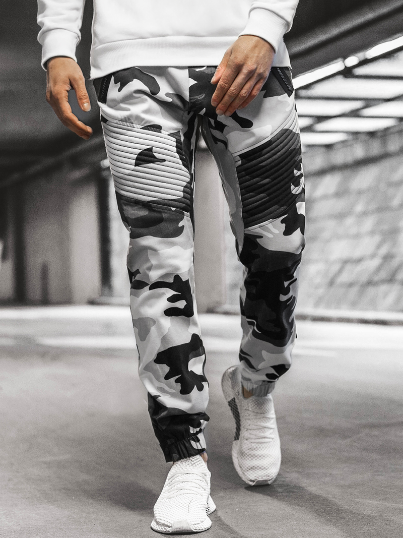 Spodnie męskie chino joggery czarno-białe OZONEE A/0952