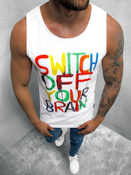 Koszulka bez rękawów męska biała OZONEE O/1257Z