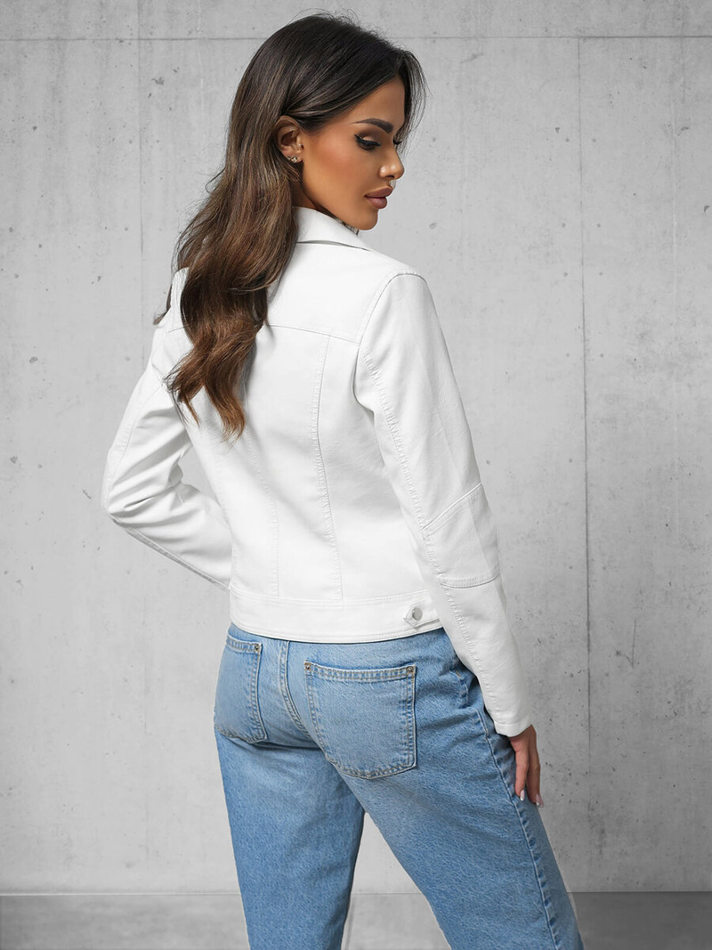 Kurtka skórzana damska ramoneska biała OZONEE O/G88