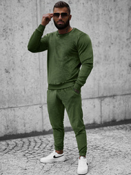 Komplet dresowy męski welurowy khaki OZONEE O/12138