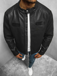 Чоловіча шкіряна куртка Чорна OZONEE JB/JP1122Z