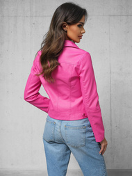 Жіноча шкіряна куртка pожева OZONEE O/G88