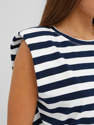 Koszulka damska w paski biało-granatowa OZONEE JS/R61670