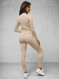 Komplet sportowy trzyczęściowy damski beżowy OZONEE O/XYS3226