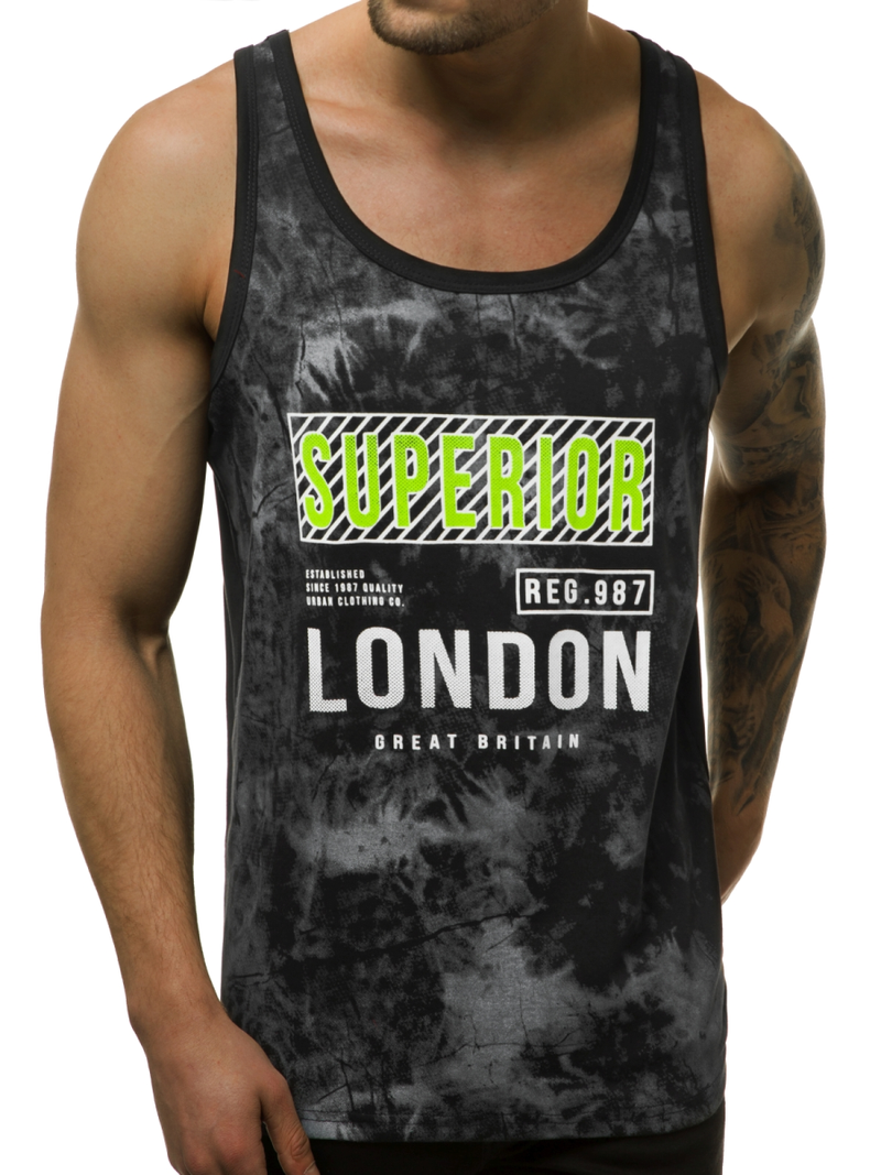 T-Shirt męski bez rękawów czarny OZONEE JS/SS11037