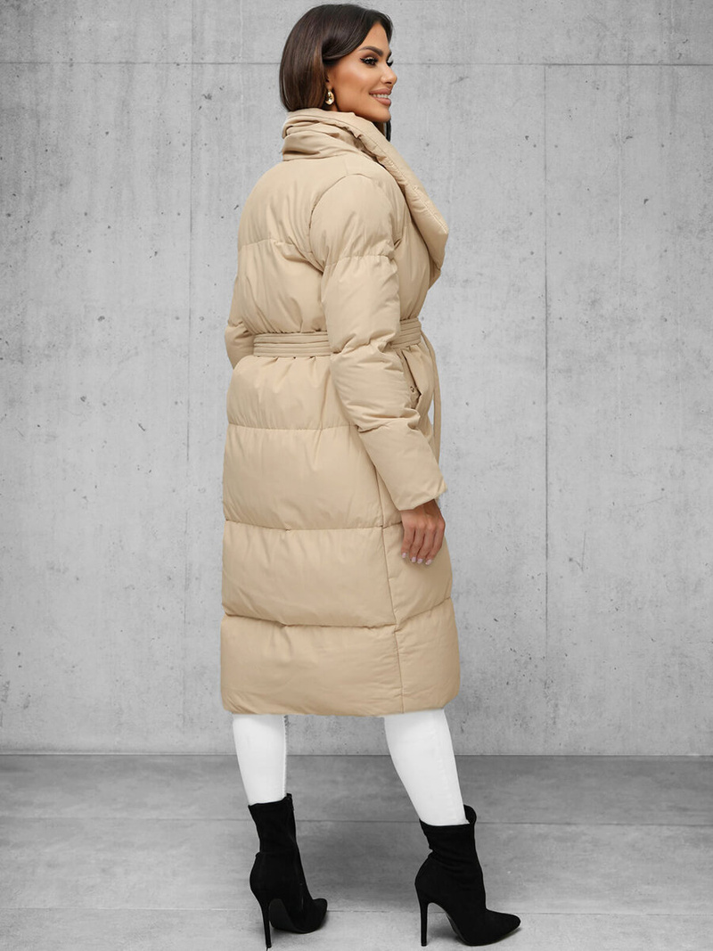 Płaszcz zimowy damski beżowy OZONEE JS/M737/62Z