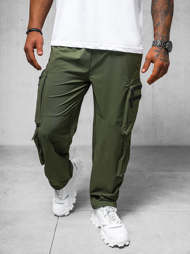 Spodnie męskie cargo wide leg khaki OZONEE O/PS5527