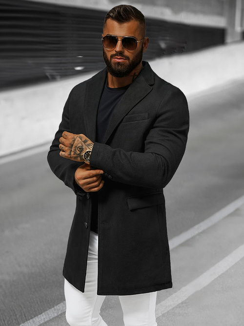 Płaszcz męski czarny OZONEE JB/1047Z