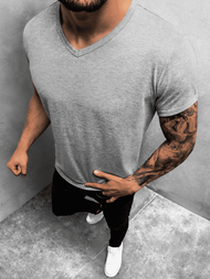 T-Shirt męski bez nadruku szary OZONEE JS/712007