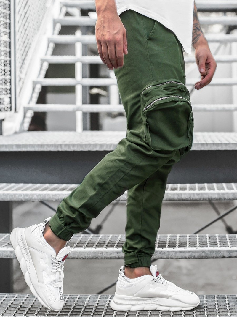 Spodnie męskie chino joggery khaki OZONEE C/2046