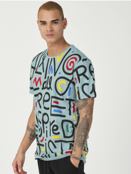 T-Shirt męski z nadrukiem miętowy OZONEE MR/21518