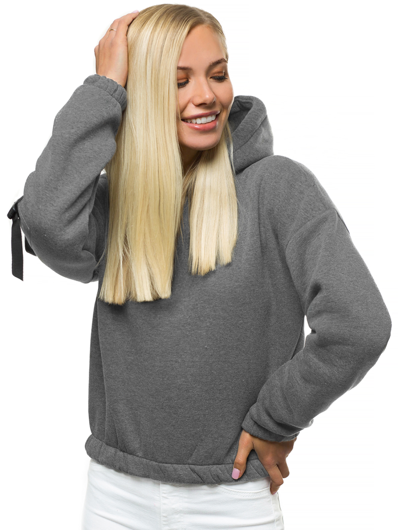 Bluza damska z kapturem ciemno-szara OZONEE O/12104