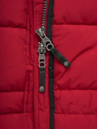 Kurtka zimowa damska długa pikowana ciemno-czerwona OZONEE O/W377