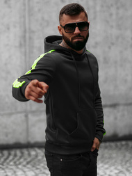 Bluza z kapturem męska czarno-zielona OZONEE O/8B153/3/82