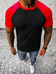 T-shirt męski czarno-czerwony OZONEE JS/8T82/10