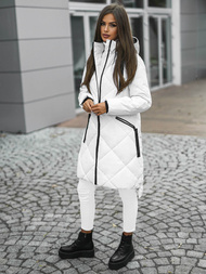 Kurtka zimowa damska długa pikowana biała OZONEE JS/5M3168/281Z