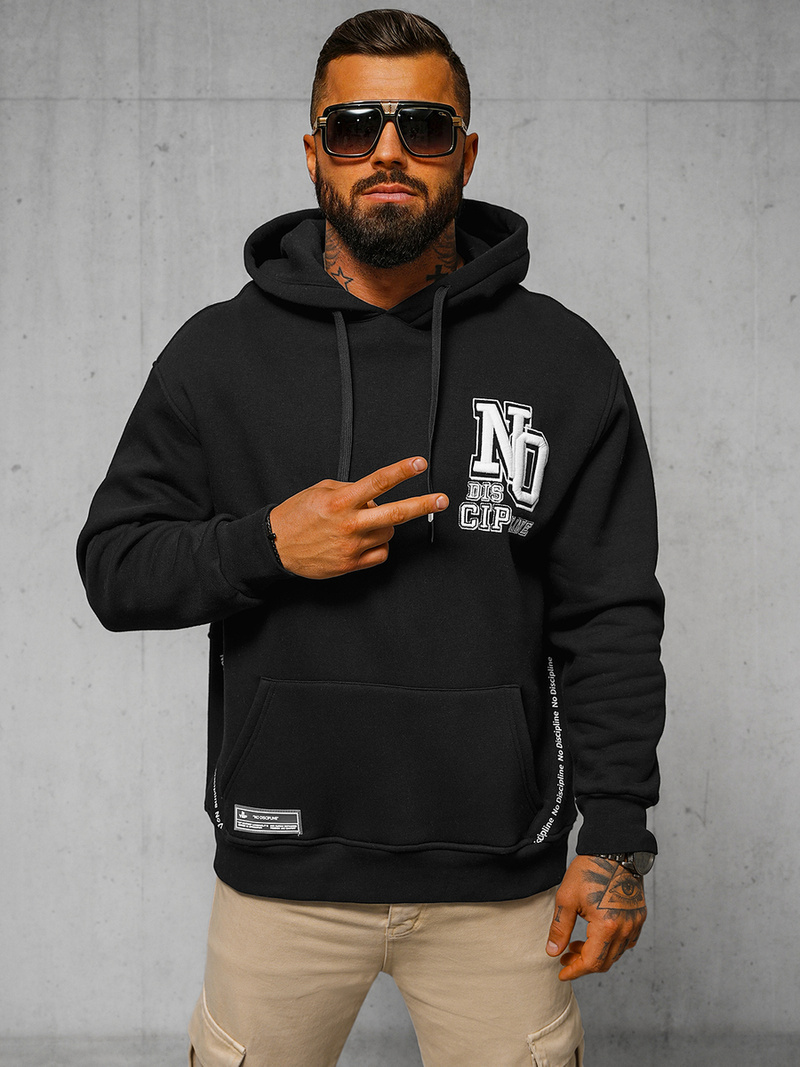 Bluza z kapturem oversize czarna OZONEE O/SWE23035Z