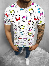 T-Shirt męski z nadrukiem biały OZONEE O/BL55