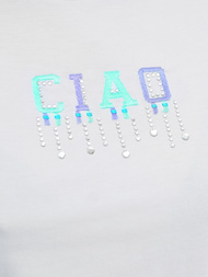 T-shirt damski biało-miętowy OZONEE JS/RJ77542