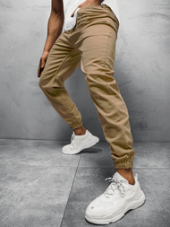 Spodnie męskie jeans jogger beżowe OZONEE O/4561