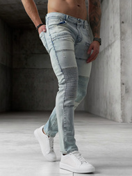 Spodnie jeansowe męskie slim fit jasno-niebieskie OZONEE O/EM8889