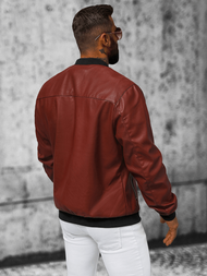 Kurtka przejściowa skórzana męska bomberka bordowa OZONEE N/6705/7Z