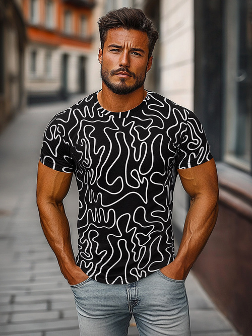 T-shirt męski czarny OZONEE JS/8T1198/3Z