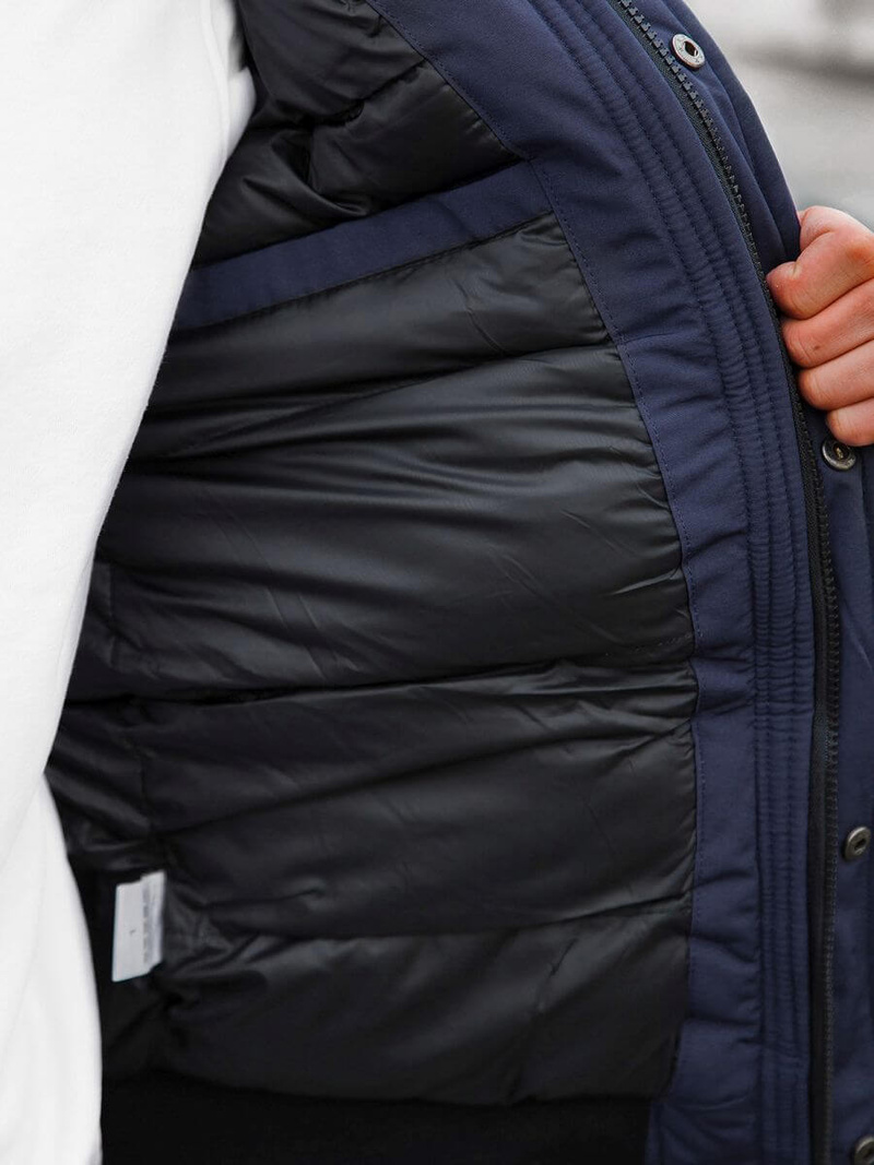 Kurtka zimowa męska z futerkiem granatowa OZONEE JS/M2019/215