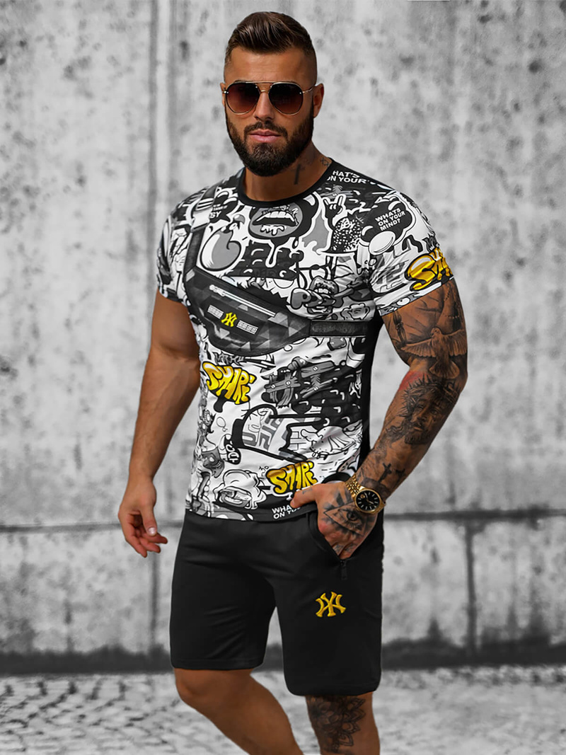 Чоловічий спортивний комплект Чорно-Жовтий OZONEE O/HM789Z