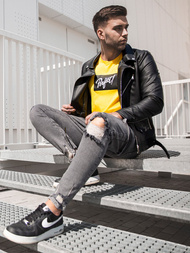 Kurtka skórzana męska ramoneska czarna OZONEE O/5625Z