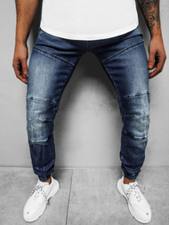 Spodnie jeansowe joggery męskie ciemno-niebieskie OZONEE NB/MP0011BS