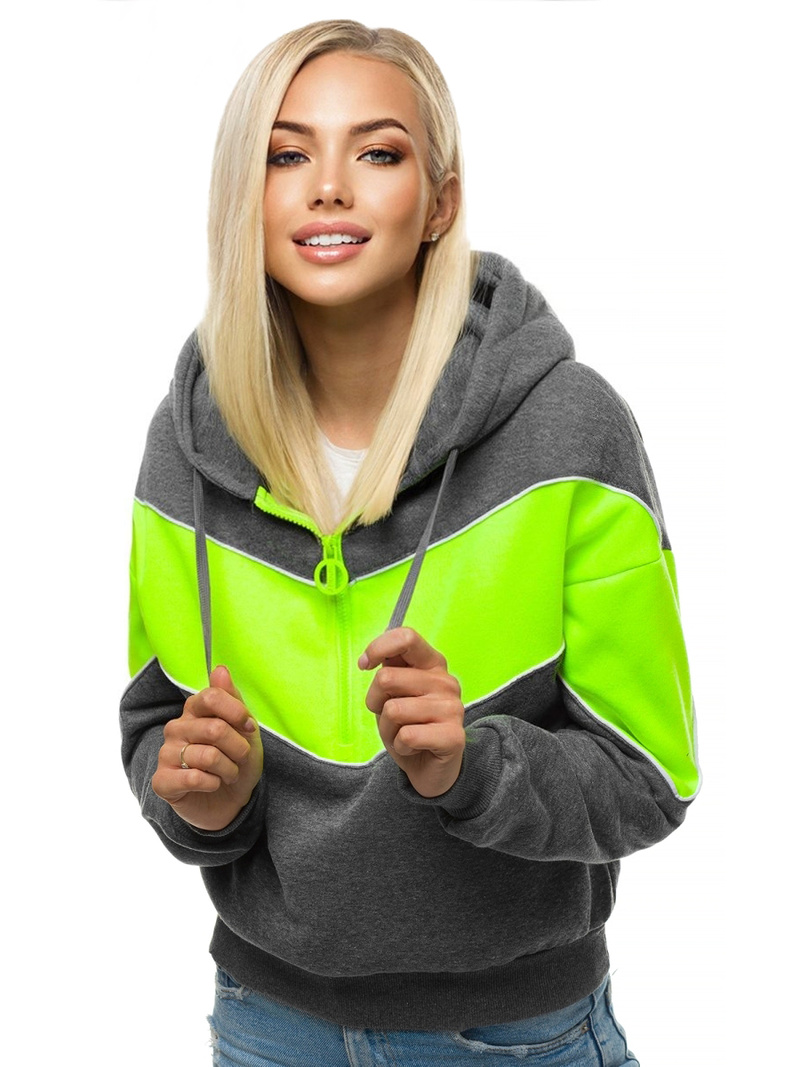 Bluza z kapturem damska grafitowa OZONEE JS/KSW2036