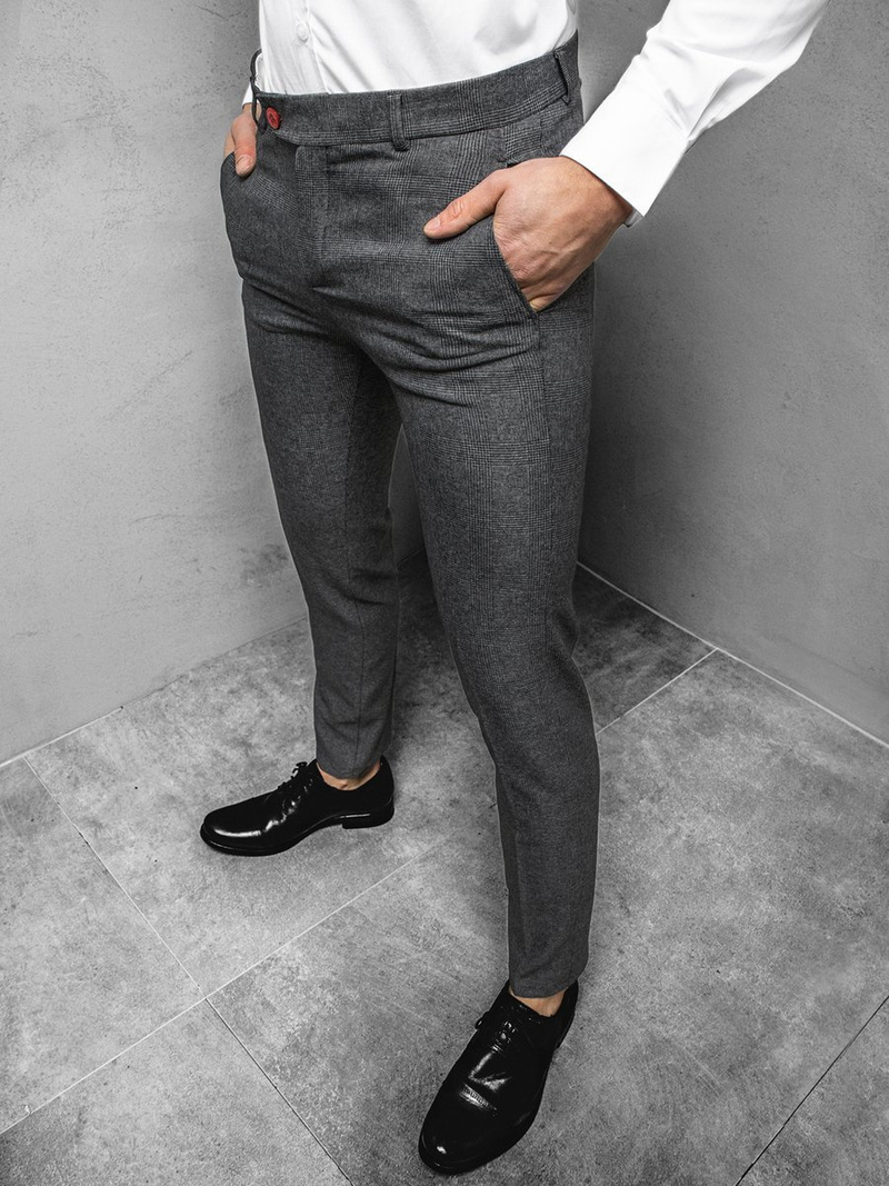 Spodnie męskie chino materiałowe grafitowe OZONEE DJ/5509