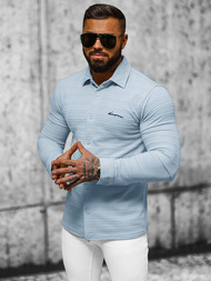 Bluza męska z kołnierzykiem niebieska OZONEE O/TB2271