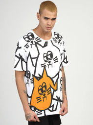 T-Shirt męski z nadrukiem biały OZONEE MR/21535