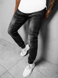 Spodnie jeansowe joggery męskie czarne OZONEE NB/MP0011N