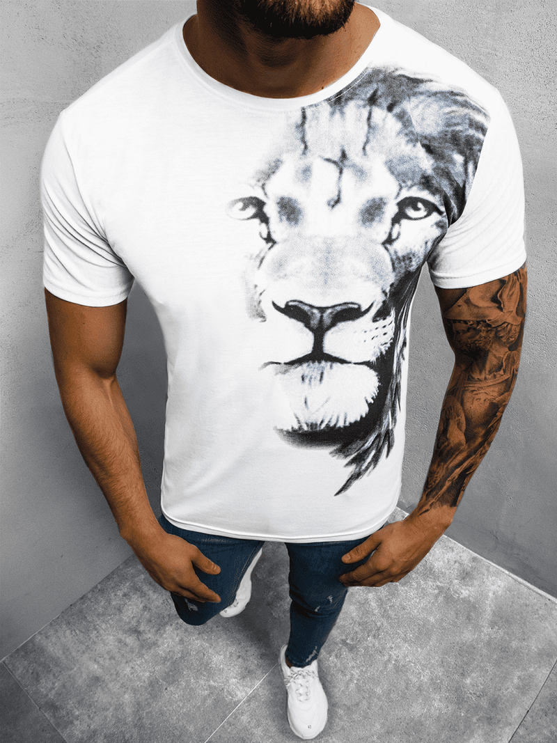 T-Shirt męski z nadrukiem biały OZONEE O/BL77