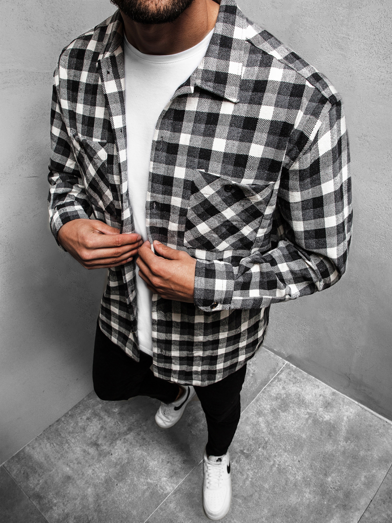 Сорочка чоловіча Темно-сіро-Сiра OZONEE MACH/G503