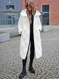 Kurtka zimowa damska długa pikowana biała OZONEE JS/5M3173/281Z